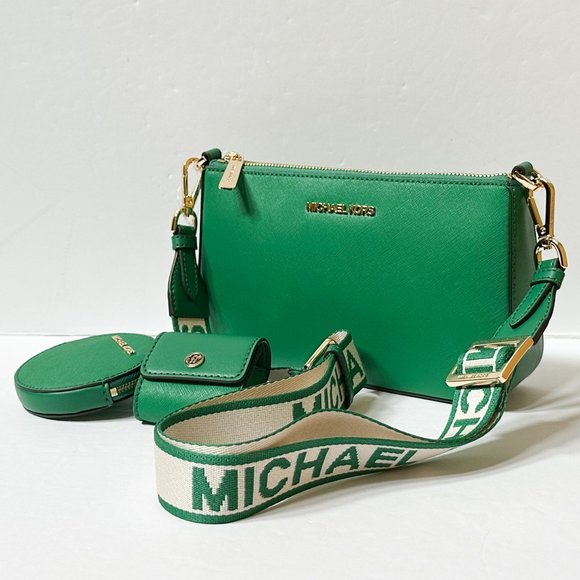 MICHAEL KORS JET SET TRAVEL SMALL CROSSBODY BAG WITH TECH PALMETTO GREEN - Picture 4 of 12